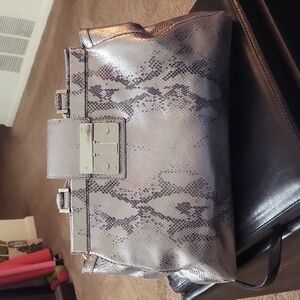 Tory Burch silver snake print Holland Satchel
